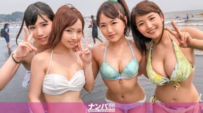 200GANA-1815 【大乱交！海ナンパ！】ナンパ待ち！？なビキニJD4人組 VS 百戦錬磨のナンパ師4人組！戦いの場はビーチからホテルへ…いざ！暑さ忘れる乱交8Pセックス大合戦！！ 里香 21歳 大学3年生/麻衣奈 19歳 大学1年生