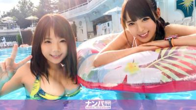 200GANA-1831 【プールナンパ！】顔面偏差値高すぎの美乳＆巨乳OL2人組！仕事のストレス発散するかのごとく、肉欲全開4P乱交SEX！ りん 23歳 Web制作会社・SE/いくみ 25歳 Web制作会社・デザイナー